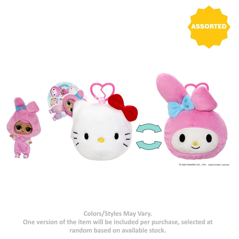 L.O.L. Surprise! Sanrio Hello Kitty and Friends Clip-On Reversible Plush Toy with Matching Tot (Assorted)