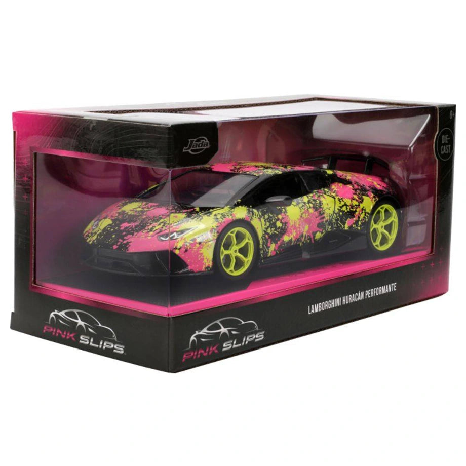 Jada Pink Slips Lamborghini Huracan Performante Die-cast Car (1:24, Black/Yellow/Pink)
