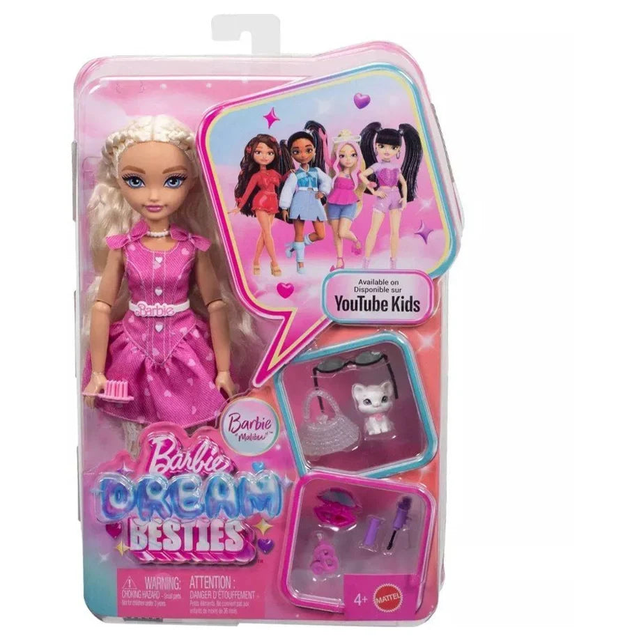 Mattel Barbie Dream Besties Barbie "Malibu" Blonde Hair Fashion Doll (7 Accessories)