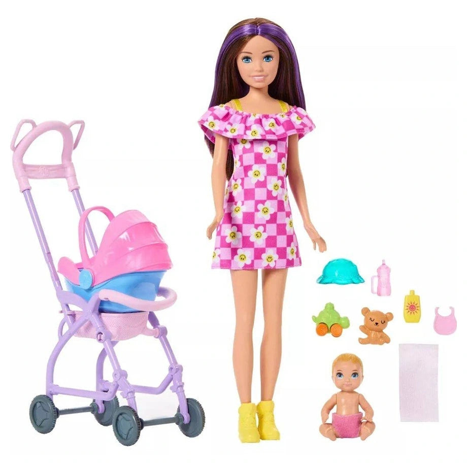 Mattel Barbie Family & Friends Skipper Babysitters Playset With Blonde Baby Doll (7 Accessories)