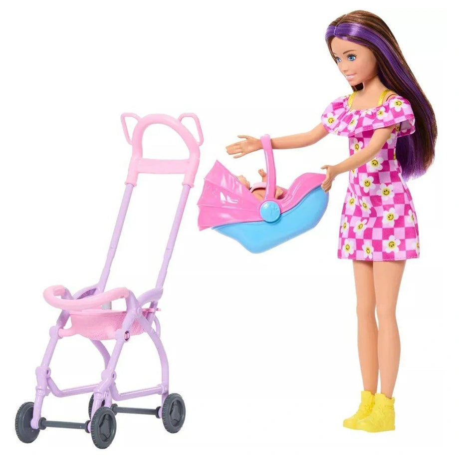 Mattel Barbie Family & Friends Skipper Babysitters Playset With Blonde Baby Doll (7 Accessories)