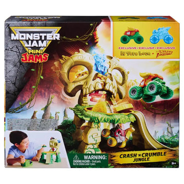 Monster Jam Mini Jams Crash 'N Crumble Jungle Skull Escape Playset