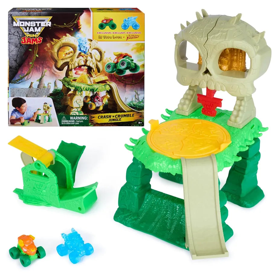Monster Jam Mini Jams Crash 'N Crumble Jungle Skull Escape Playset