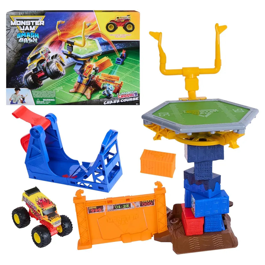 Monster Jam Smash & Bash Classroom Crusher Crash Course Playset (1:64)
