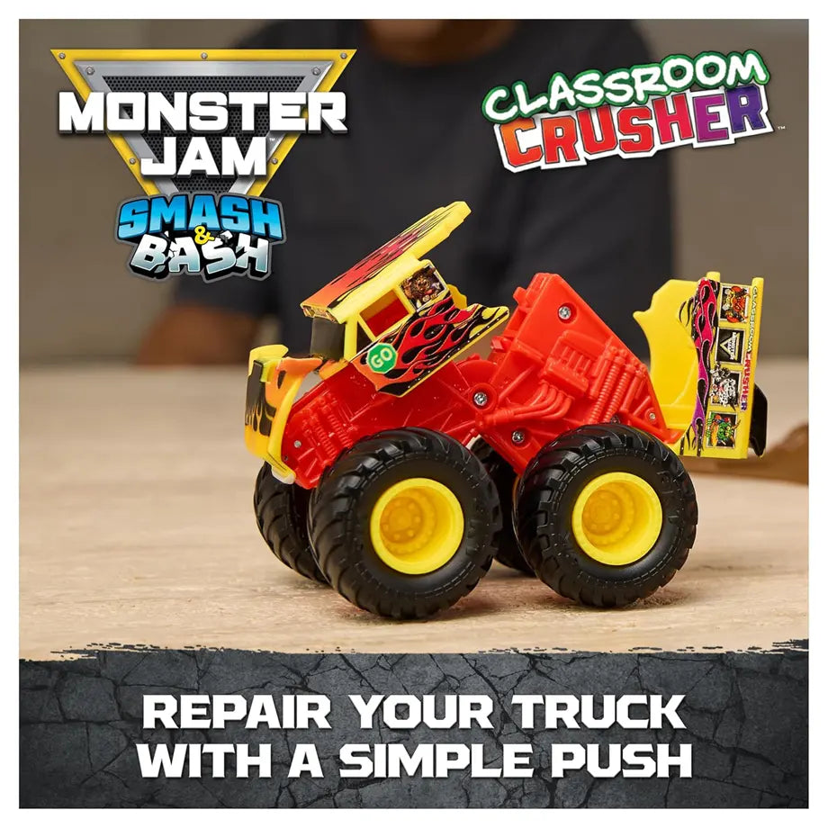 Monster Jam Smash & Bash Classroom Crusher Crash Course Playset (1:64)