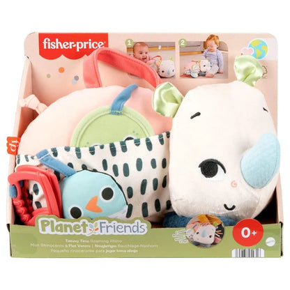 Mattel Fisher-Price Planet Friends Tummy Time Roaming Rhino Sensory Plush Toy (30 x 12.7 cm)