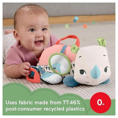 Mattel Fisher-Price Planet Friends Tummy Time Roaming Rhino Sensory Plush Toy (30 x 12.7 cm)