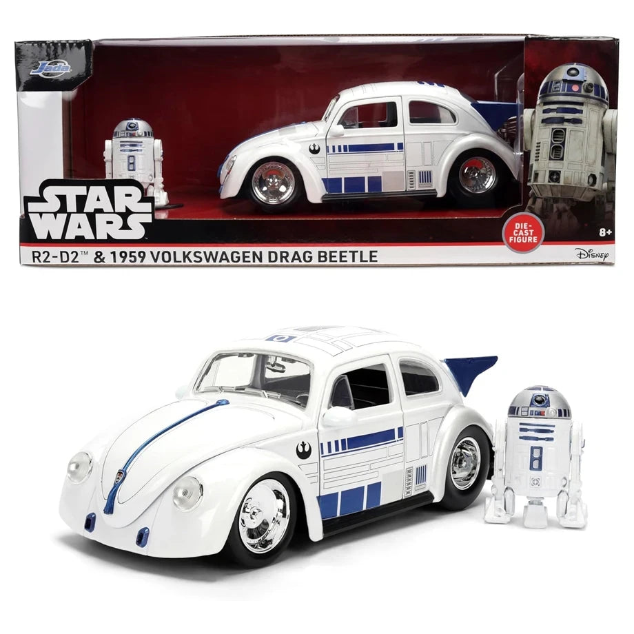 Jada Toys Wars R2-D2 Figure & 1959 Volkswagen Drag Beetle Die-cast Car Set (1:32, White)