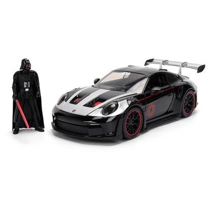 Jada Toys Wars Darth Vader Figure & Porsche 911 GT3 RS (992) Die-cast Car Set (1:24, Black/Red)