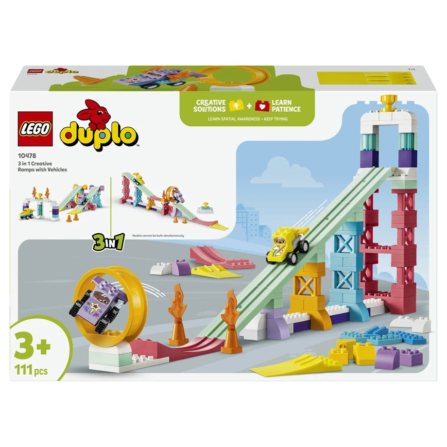 LEGO DUPLO Town 3-in-1 Creative Ramps with Vehicles Building Toy Set 10478 (80 Pieces)