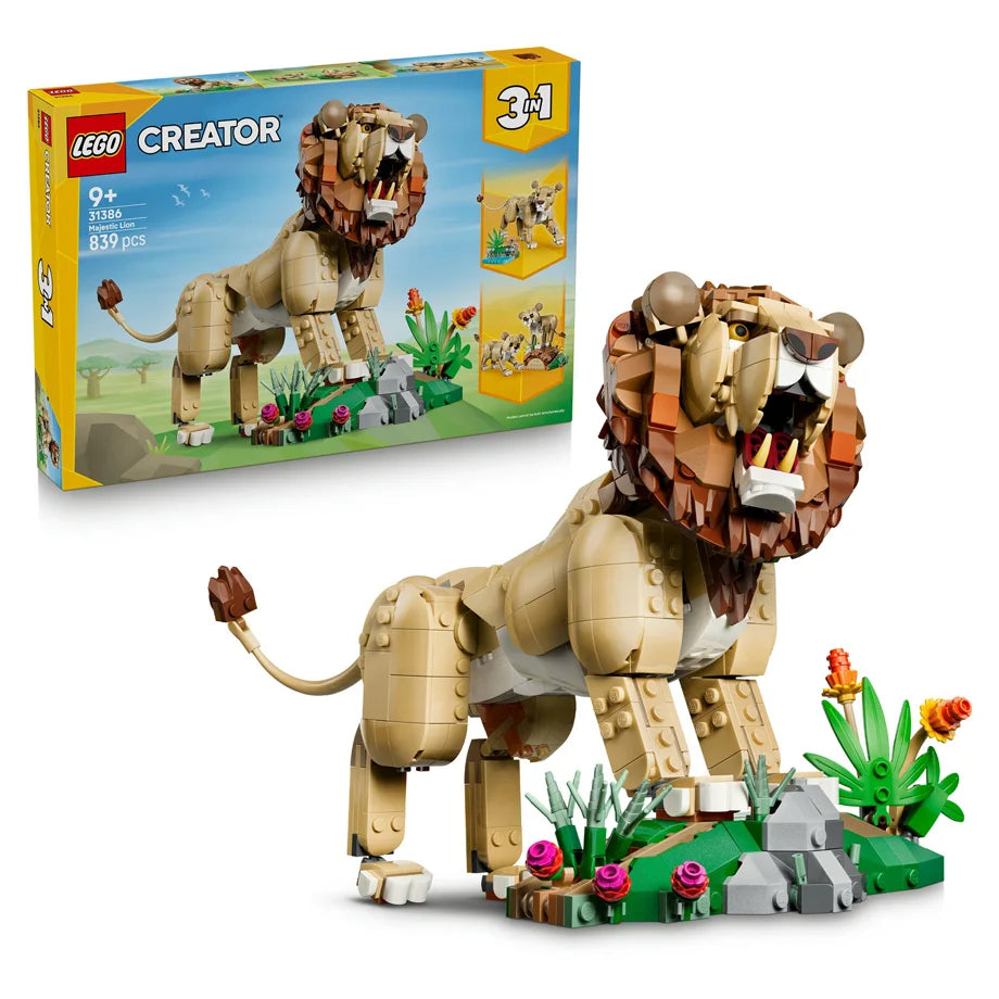 LEGO Creator 3-in-1 Wild Animals: Majestic Lion Building Toy Set 31386 (1074 Pieces)