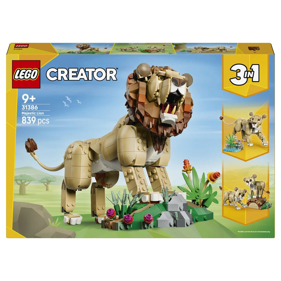 LEGO Creator 3-in-1 Wild Animals: Majestic Lion Building Toy Set 31386 (1074 Pieces)