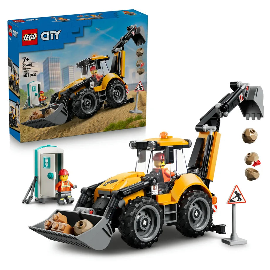 LEGO City Yellow Backhoe Loader Building Toy Set 60480 (118 Pieces)