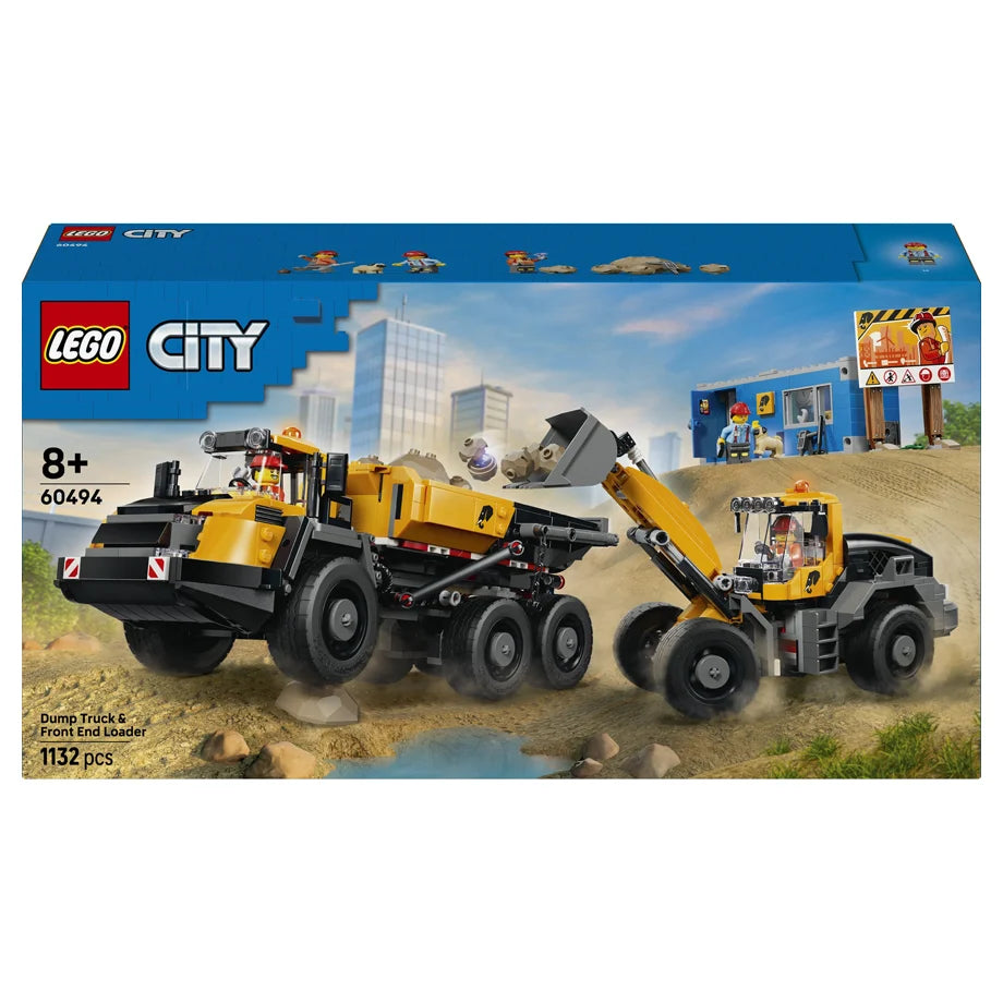 LEGO City Dump Truck & Front End Loader Building Toy Set 60494 (494 Pieces)