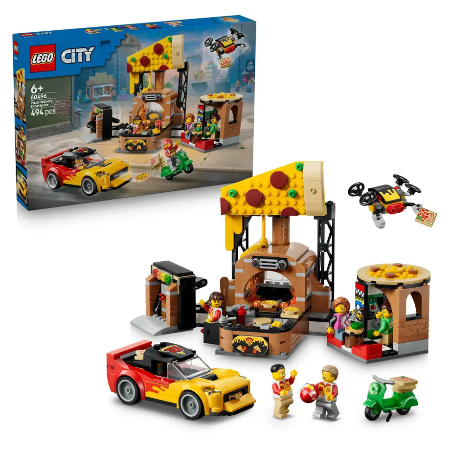 LEGO City Pizza Delivery Experience with Vehicles Building Toy Set 60496 (583 Pieces)