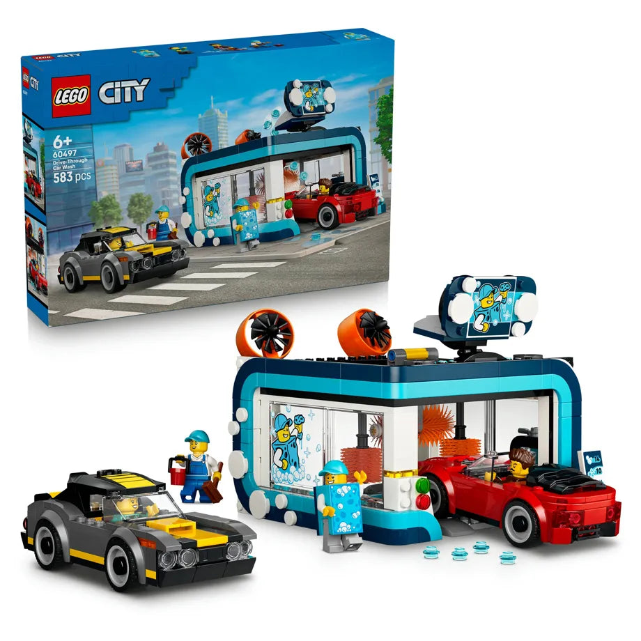 LEGO City Drive-Through Car Wash Building Toy Set 60497 (693 Pieces)