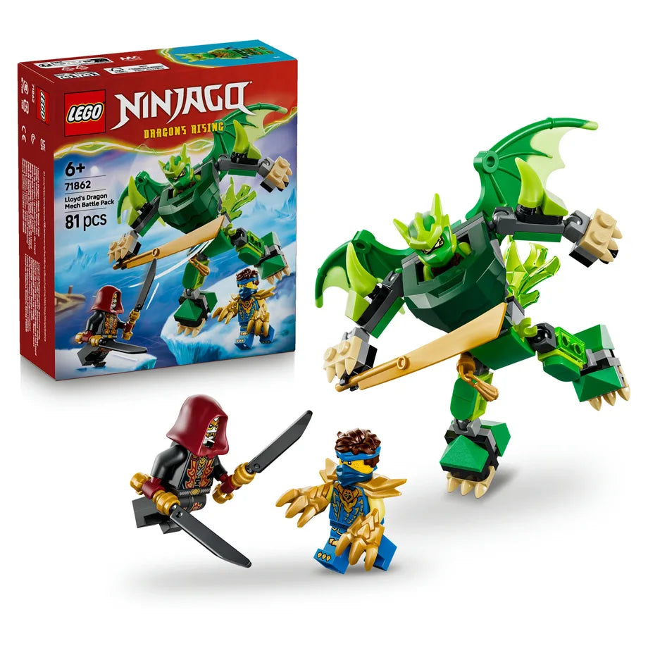 LEGO NINJAGO Lloyd’s Dragon Mech Battle Pack Building Toy Set 71862 (232 Pieces)