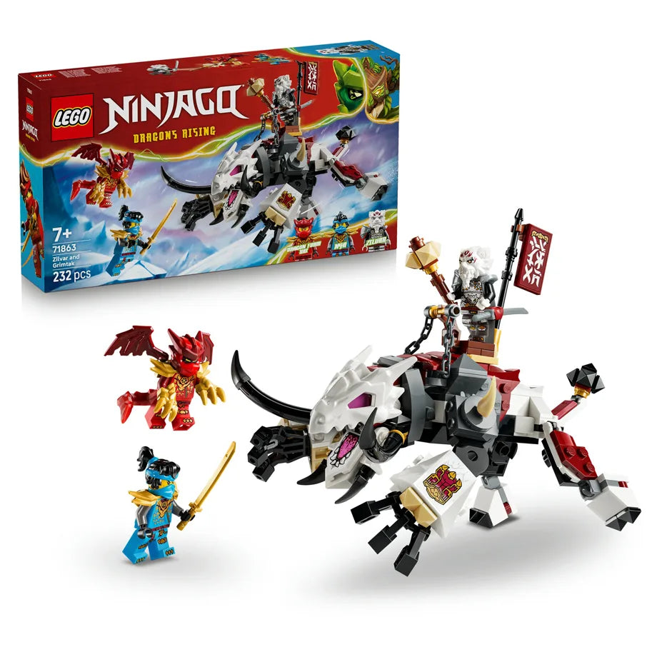 LEGO NINJAGO Zilvar and Grimtak the Dragon Beast Building Toy Set 71863 (394 Pieces)