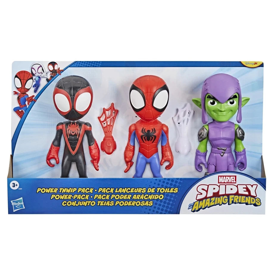 Disney Junior Marvel Spidey and His Amazing Friends Power Thwip Pack Action Figures Set (22.86 cm, Pack of 3)