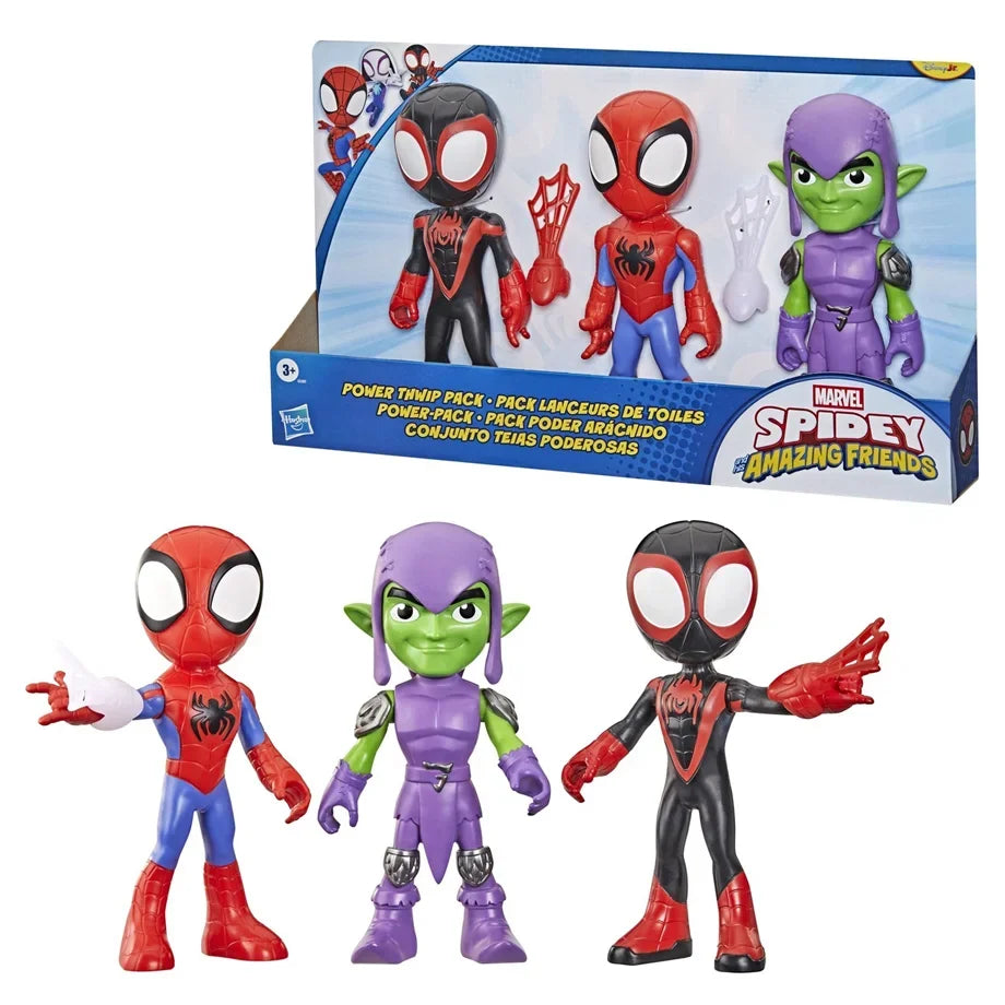 Disney Junior Marvel Spidey and His Amazing Friends Power Thwip Pack Action Figures Set (22.86 cm, Pack of 3)