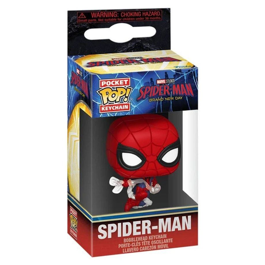 Funko Pocket POP! Marvel Spider-Man Brand New Day Spider-Man Vinyl Bobblehead Keychain (10.2 cm)