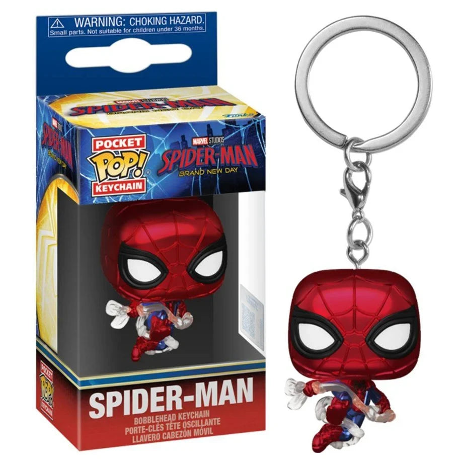 Funko Pocket POP! Marvel Spider-Man Brand New Day Spider-Man Vinyl Bobblehead Keychain (10.2 cm)