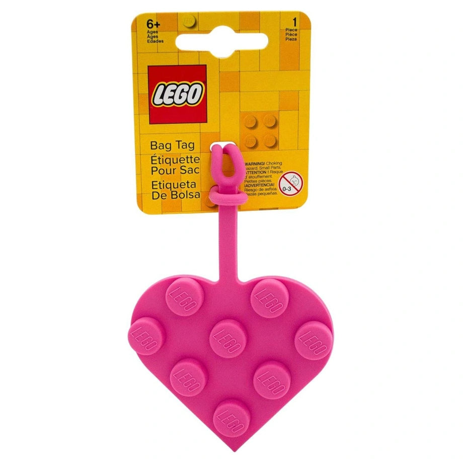 LEGO Minifigures 3 x 3 Heart Bag Tag (7.5 cm, Pink)
