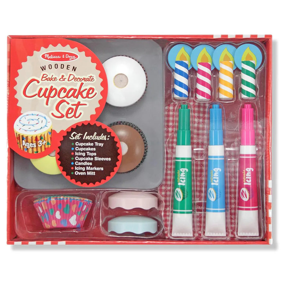 Melissa & Doug Bake and Decorate Wooden Cupcake Play Food Set