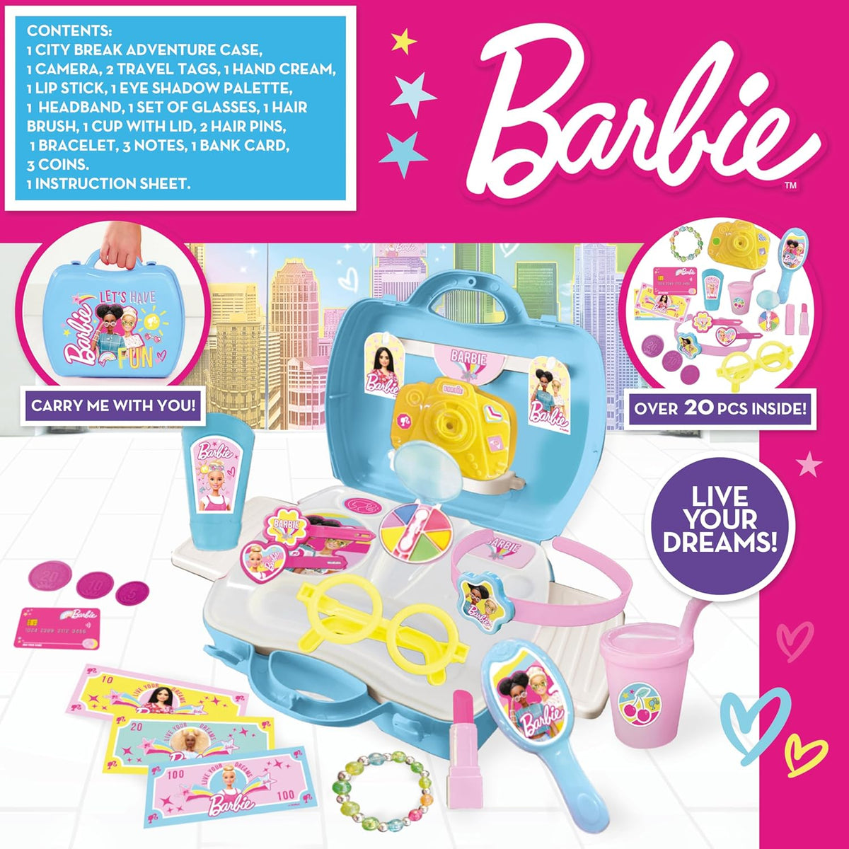 Barbie Play on the Go City Break Adventure Playset (20 Pieces)