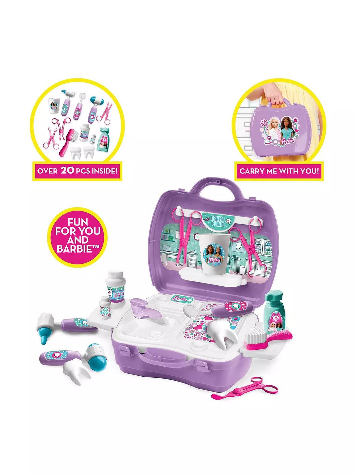 Barbie Play on the Go Dentist Clinic Playset (20 Pieces)