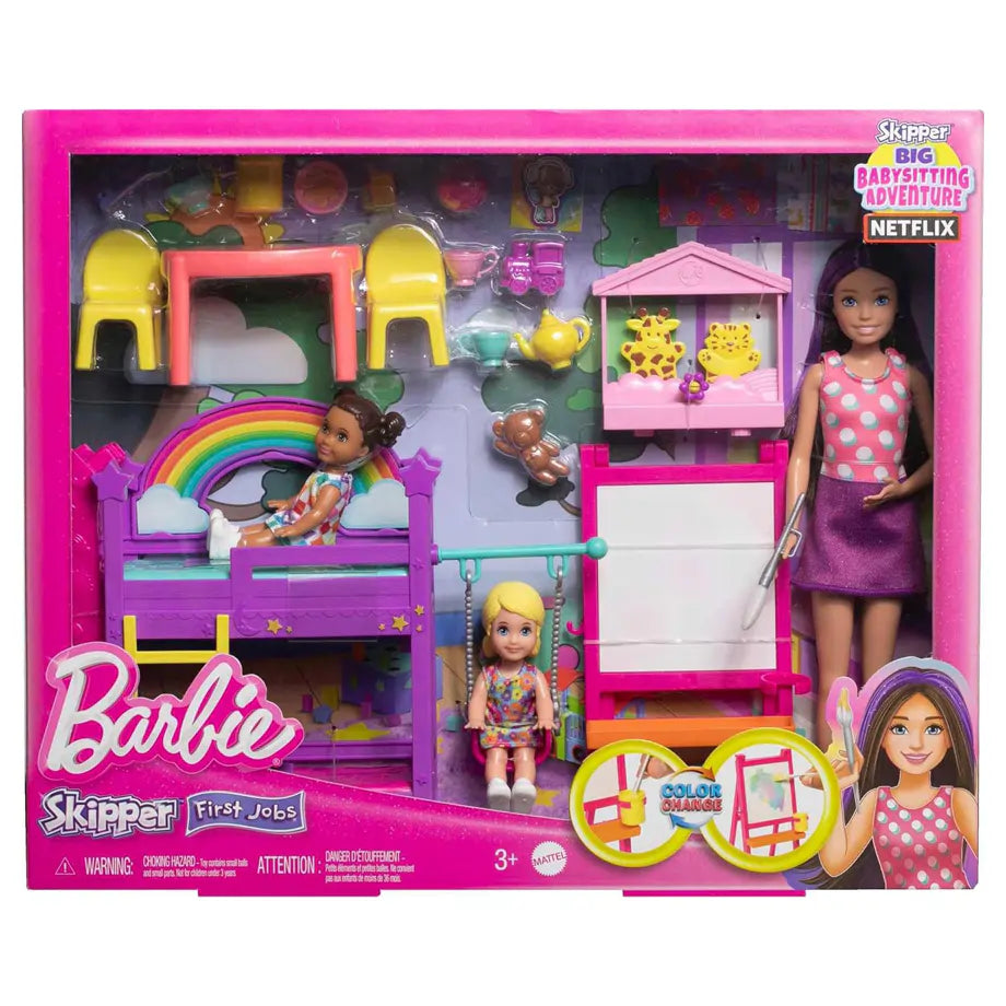 Barbie Skipper Babysitters Daycare Playset with 3 Dolls & Over 15 Accessories – Imaginative Playset