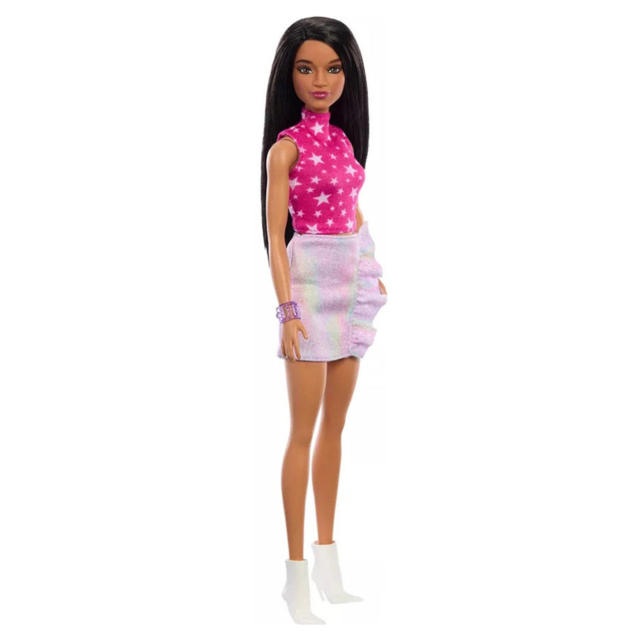 Barbie 65th Anniversary Fashionistas 215 Black Straight Hair Doll with Iridescent Skirt