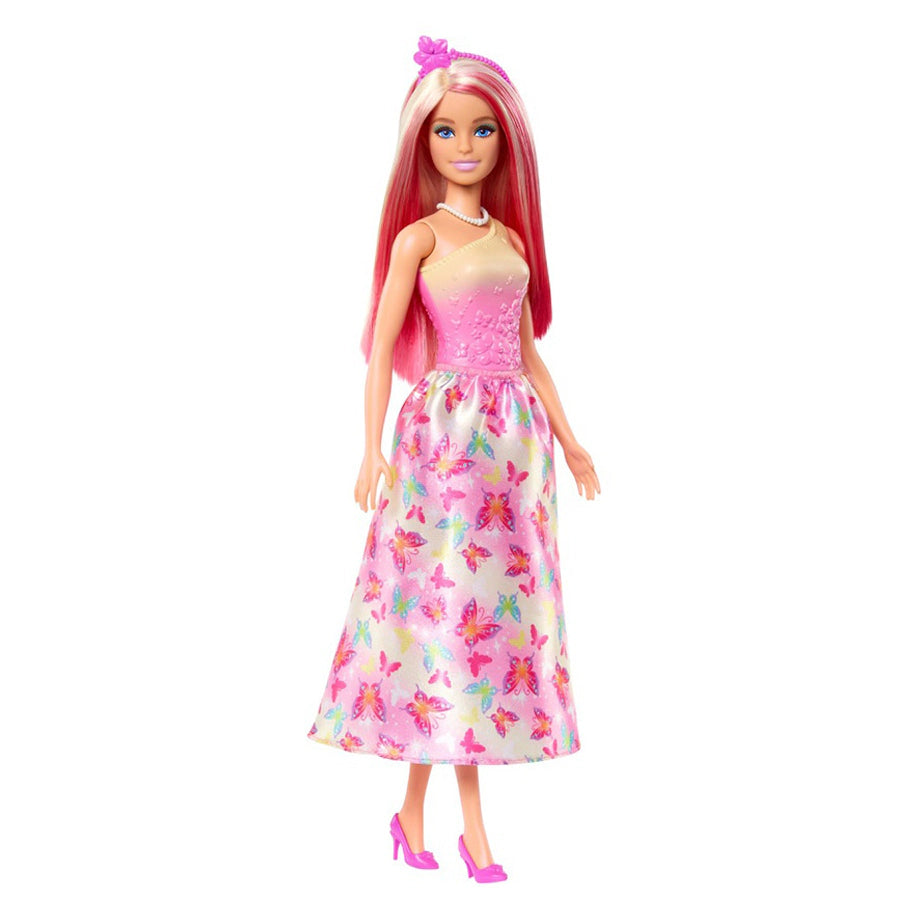 Barbie Royal Doll – Pink & Blonde Hair with Butterfly-Print Skirt & Accessoriess