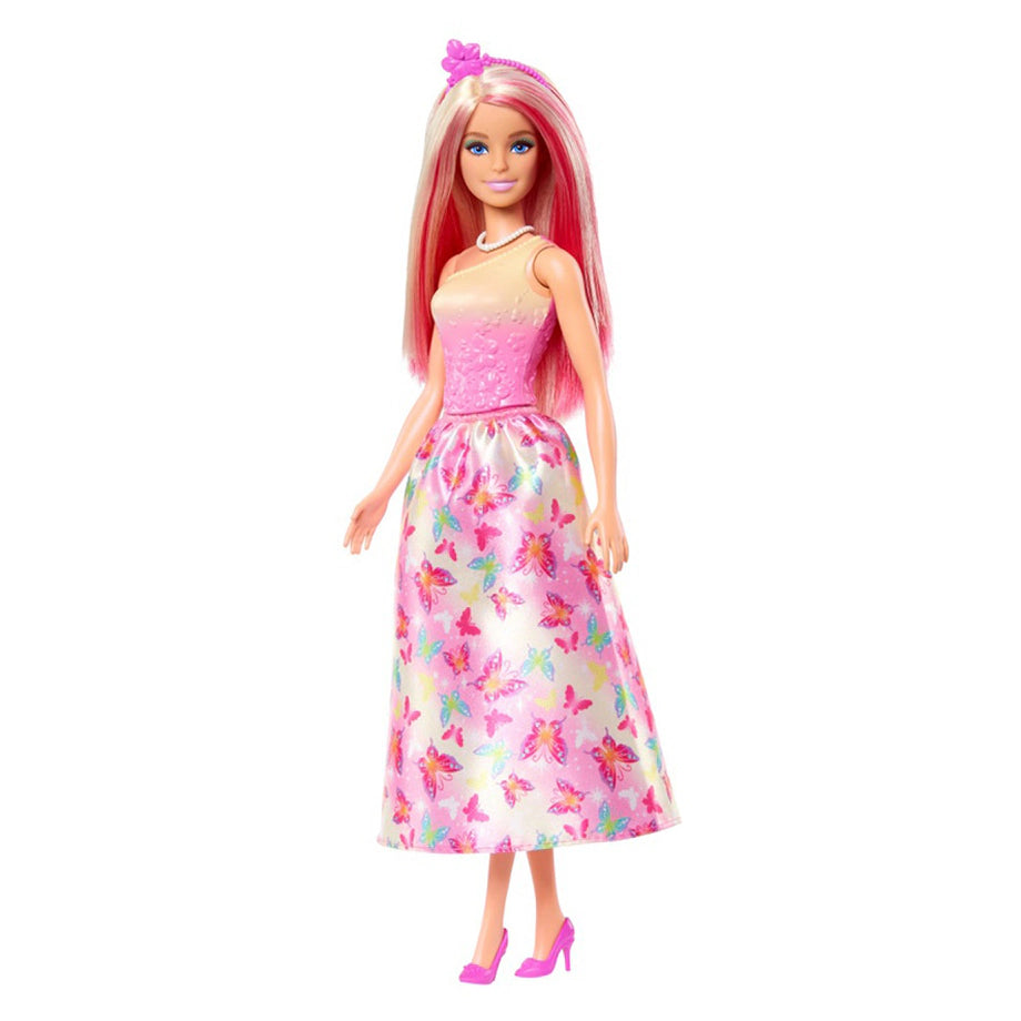 Barbie Royal Doll – Pink & Blonde Hair with Butterfly-Print Skirt & Accessoriess