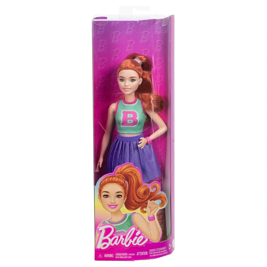 Barbie Fashionistas Doll – Red Hair with Sport Skirt & B-Jersey Top (30 cm)