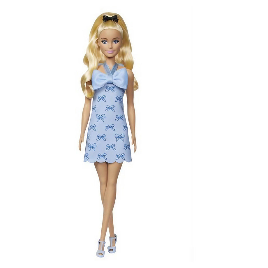 Barbie Fashionistas Blue Bow Halter Dress with Blonde Ponytail Doll