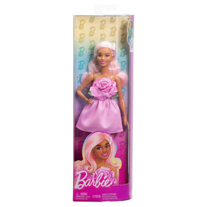 Barbie Fashionistas Strapless Rose Dress with Pink Hair Doll