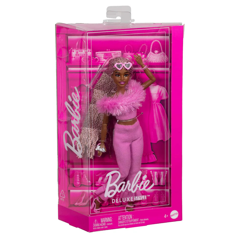 Barbie Deluxe Style Barbiecore Outfit Doll – Pink & Brown Braided Hair (29 cm)