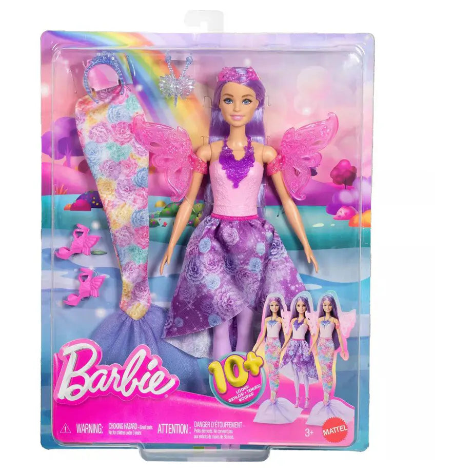 Barbie Fantasy Fashion Pack with Mermaid Tail, Fairy Wings, & Necklaces