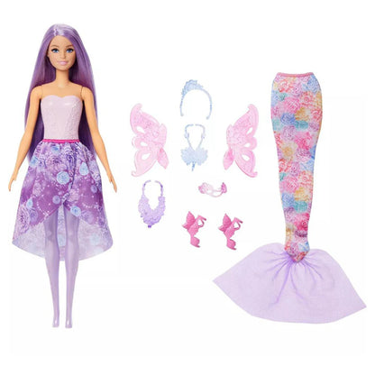 Barbie Fantasy Fashion Pack with Mermaid Tail, Fairy Wings, & Necklaces