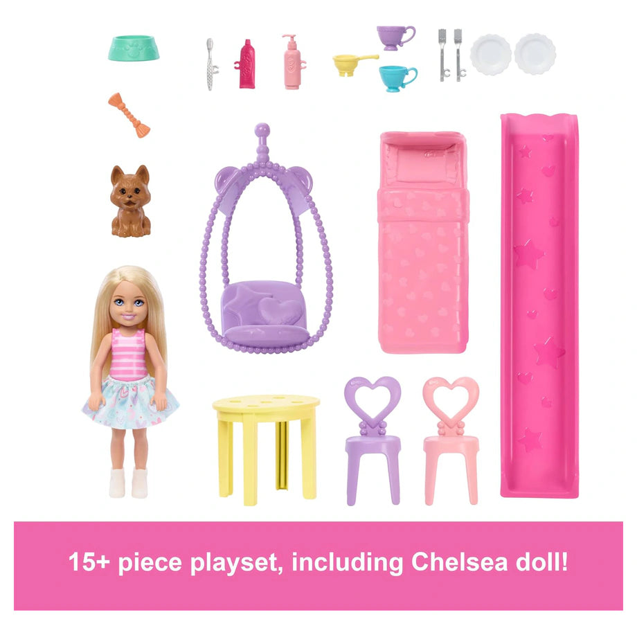 Barbie Family & Friends Chelsea Pop-Up Doll House Playset  (15+ Accessories)
