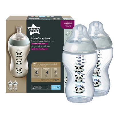 Tommee Tippee Closer to Nature Feeding Bottle, 340ml x 2 -Girl