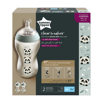Tommee Tippee Closer to Nature Feeding Bottle, 340ml x 2 -Girl
