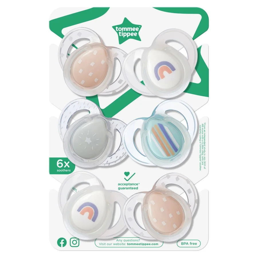 Tommee Tippee Night Time Soother, 6-18 months, Girl (Pack of 6)