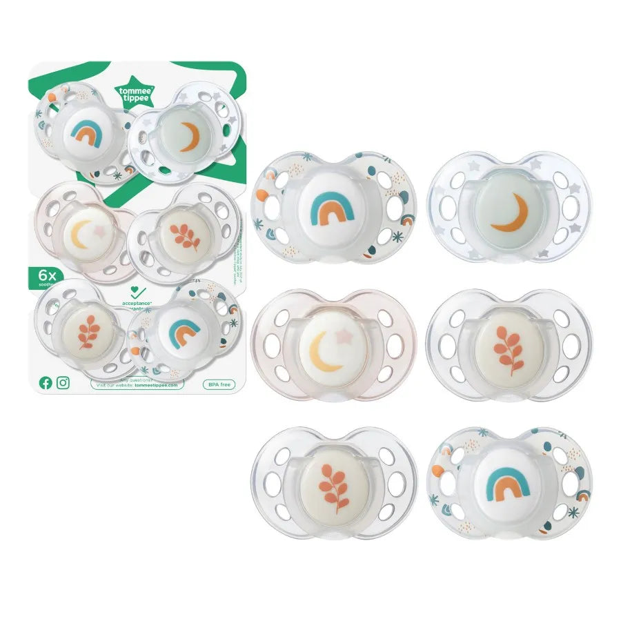 Tommee Tippee Night Time Soothers, 18-36 months, Girl (Pack of 6)