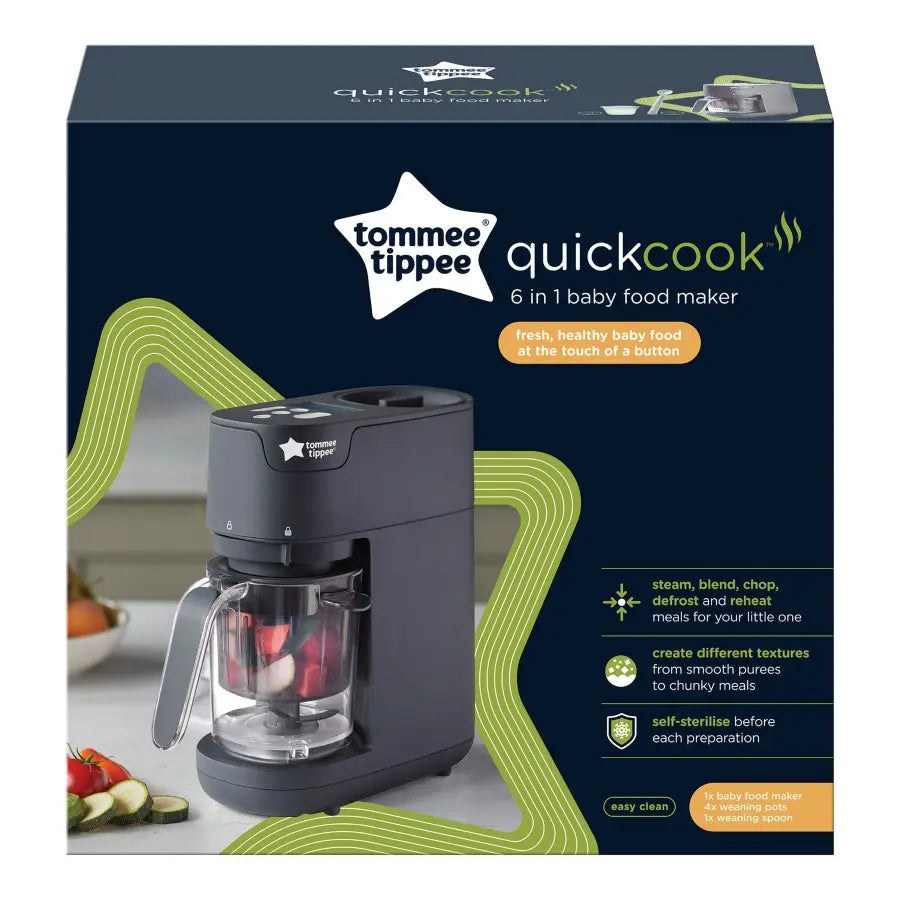 Tommee Tippee Quick Cook 6 In 1 Baby Food Maker (Black)