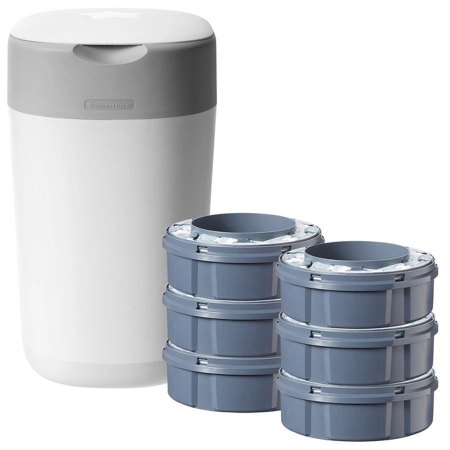 Tommee Tippee Twist and Click Advanced Nappy Disposal Sangenic + 6pcs Refill (White)
