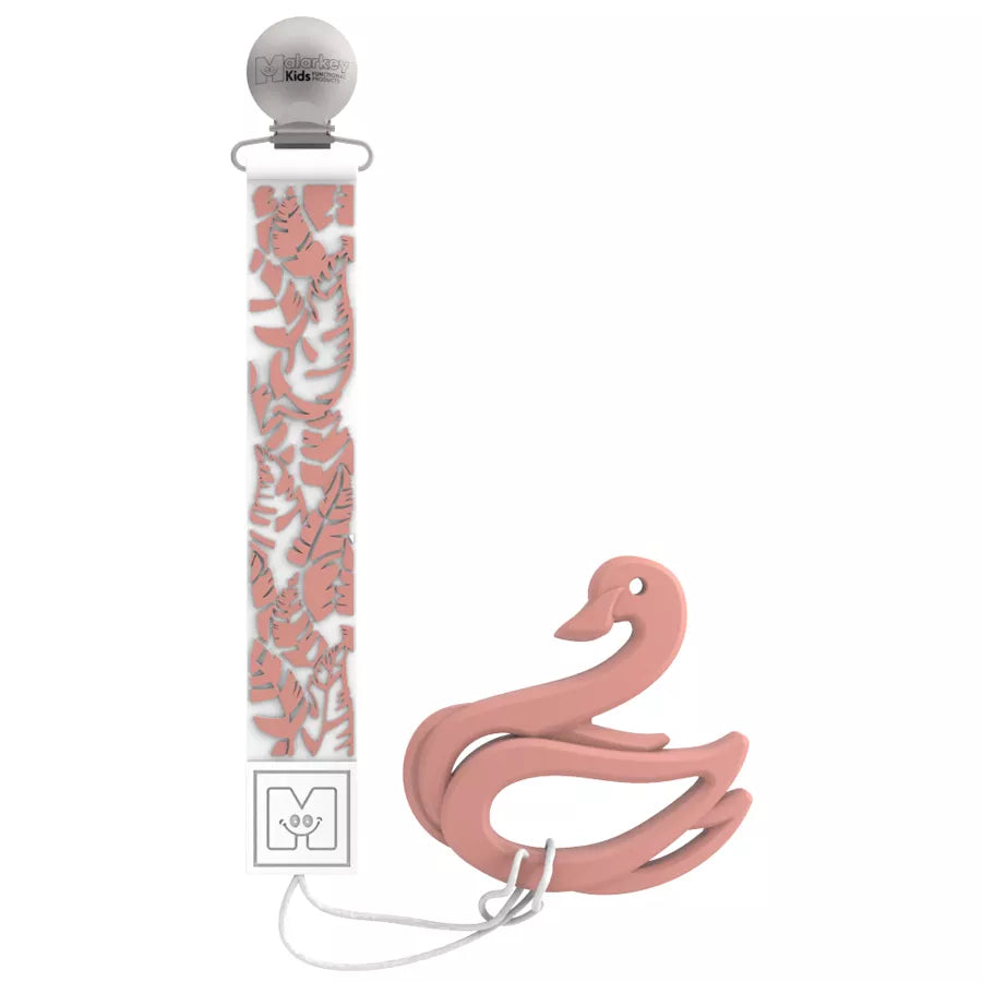 عضاضة مالاركي للأطفال + عضاضة على شكل ريشة بجعة عضاضة مالاركي للأطفال + عضاضة على شكل ريشة بجعة