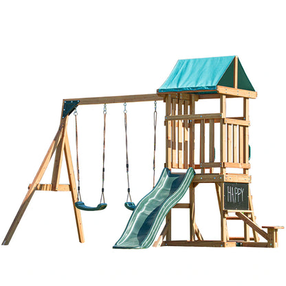 Mountpeak Taschhorn Wooden Swing Set with Slide & Playhouse