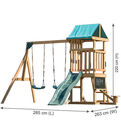 Mountpeak Taschhorn Wooden Swing Set with Slide & Playhouse